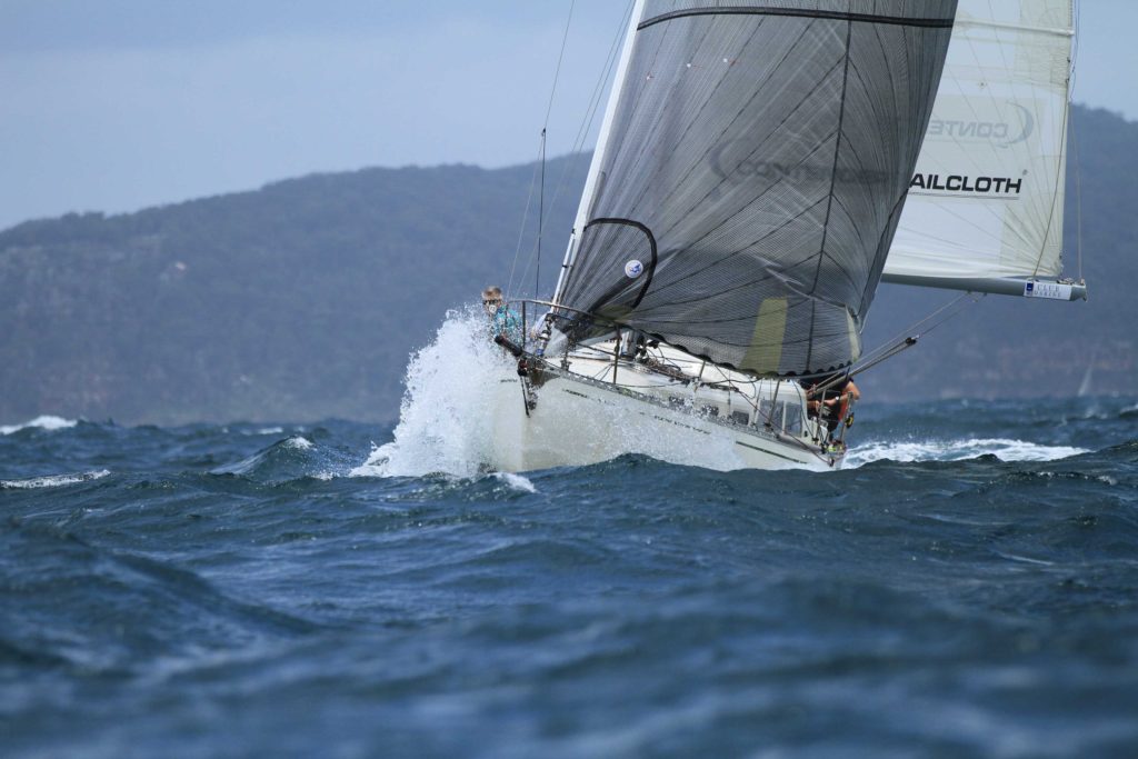 Panchax heading through the chop at the start of the 2017 Club Marine Pittwater To Southport Yacht Race