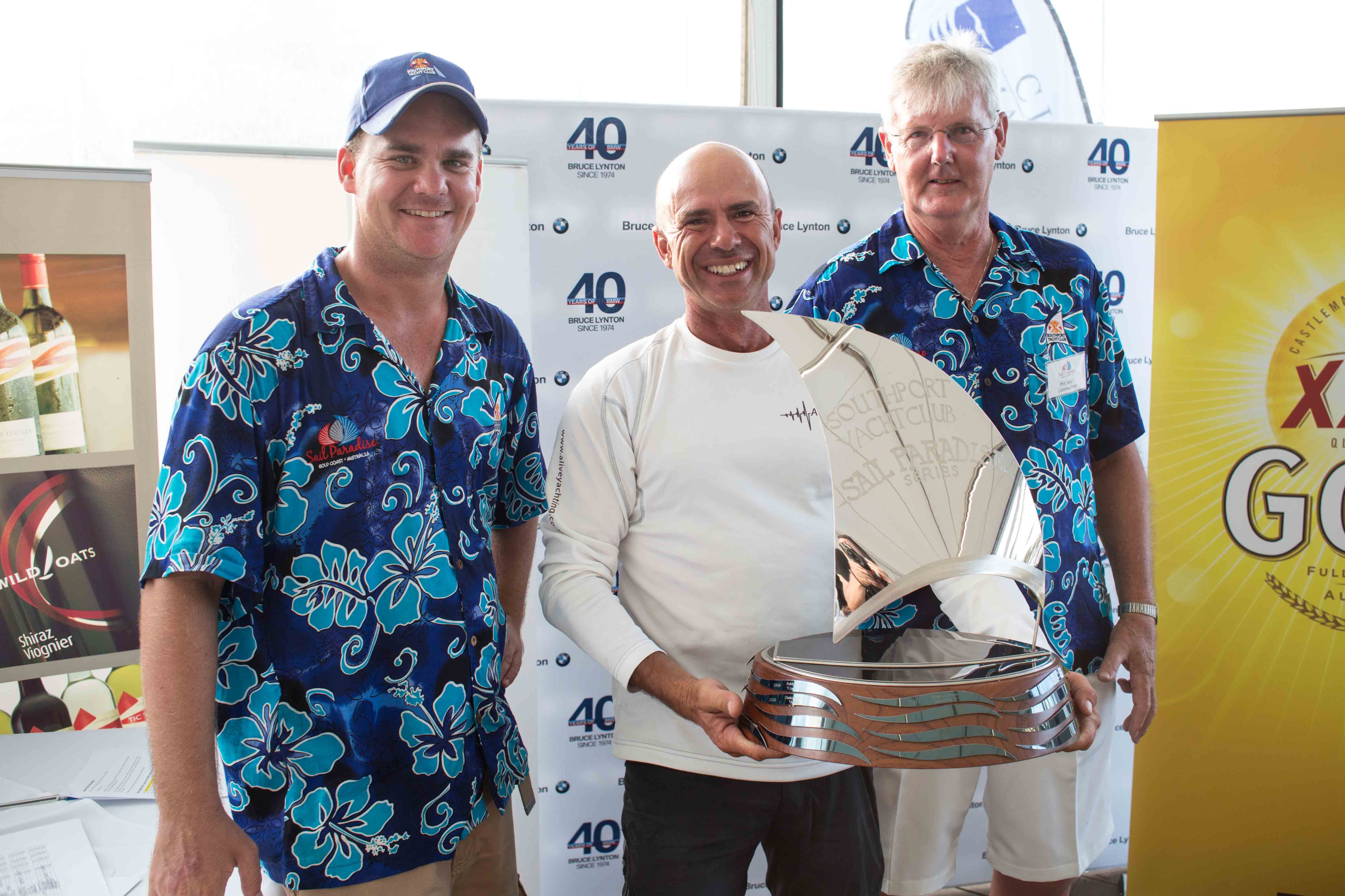 SYC Josh Belsham, Winning Skipper Duncan Hine, Alive and SYC Commodore Phil Short