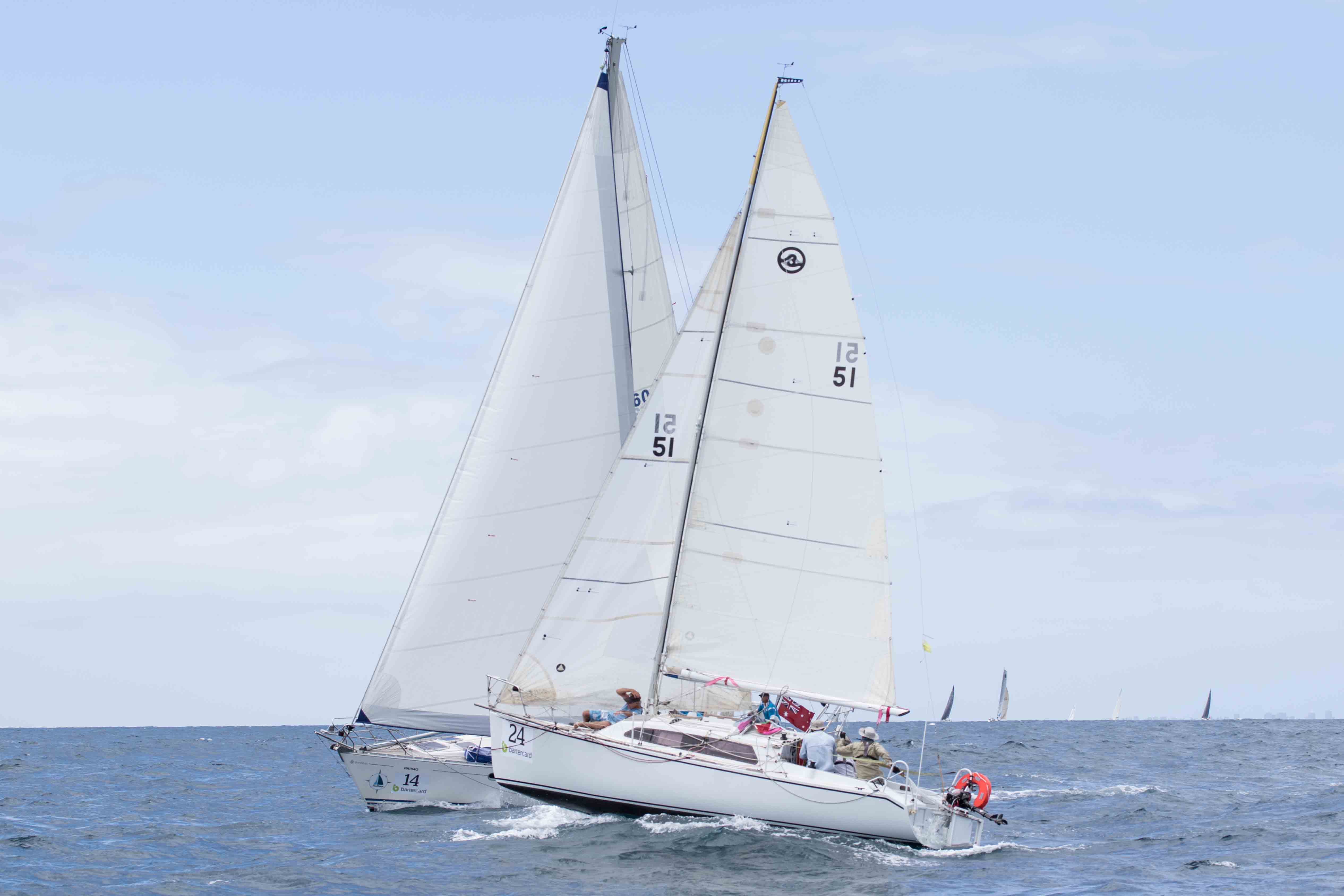 David Keep and crew on Tonoa, sitting in first (1st) place (Trailers) after day two at SYC’s Bartercard Sail Paradise Regatta